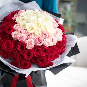 100 rose red white pink Bouquet