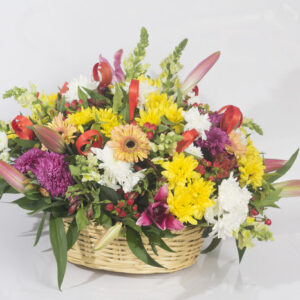 Basket flower arrangement