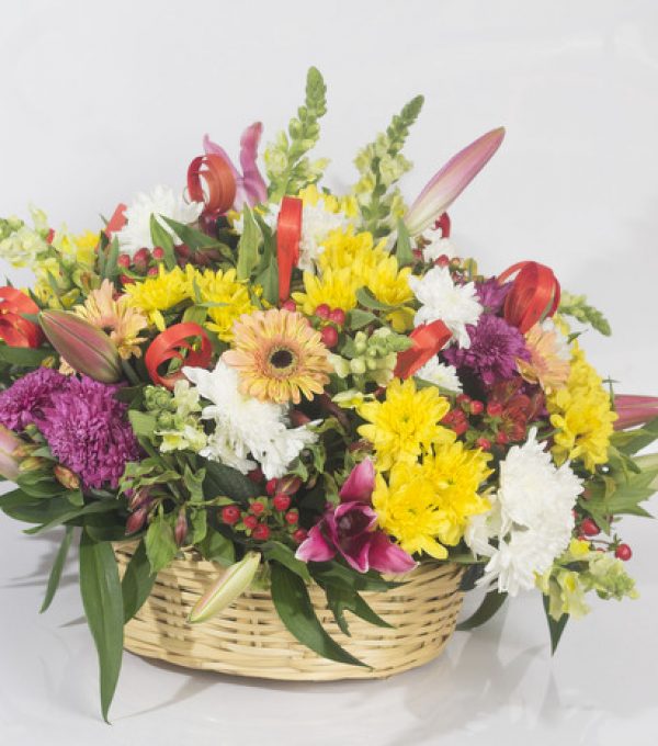 Basket flower arrangement